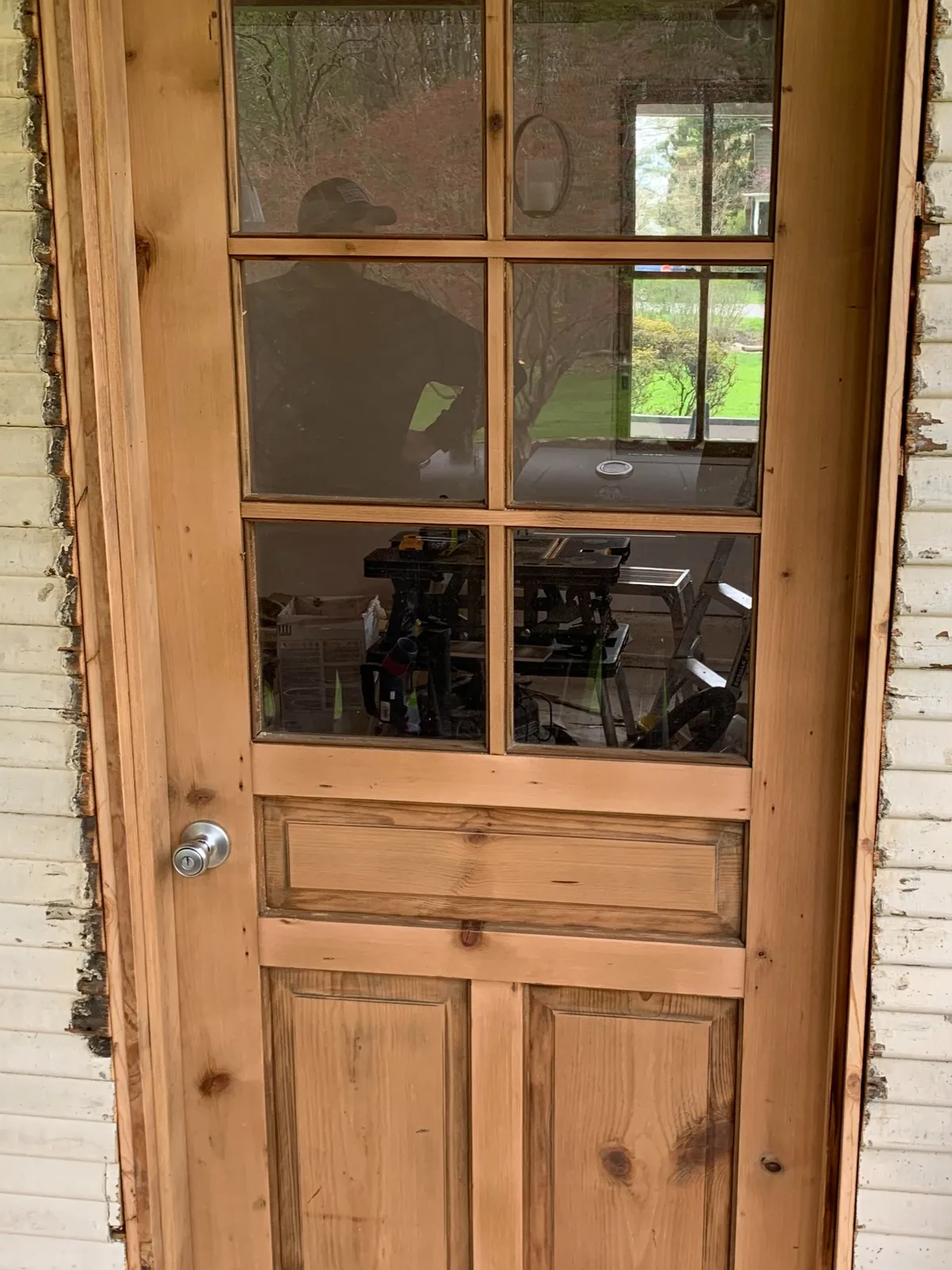 Custom six-light wood door built by Oakleaf Custom Woodworking in Baltimore